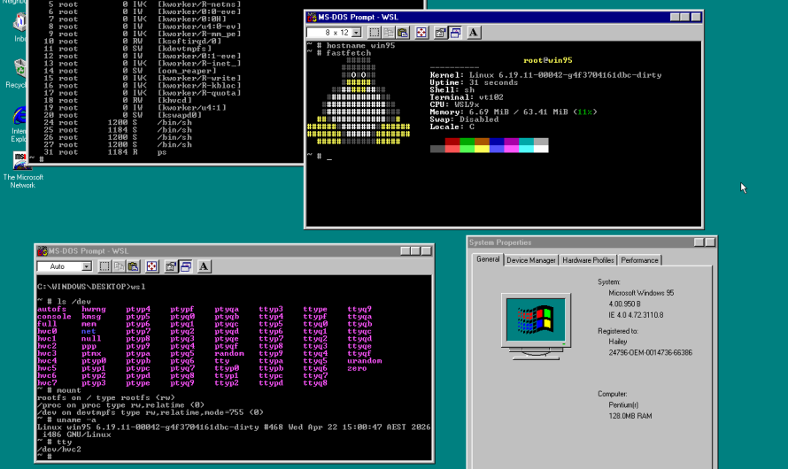 Partage 3 – Quelqu&rsquo;un a créé une version de WSL qui roule sur Windows 95